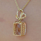 15 Carat Morganite & Diamond Yellow Gold Rope Necklace