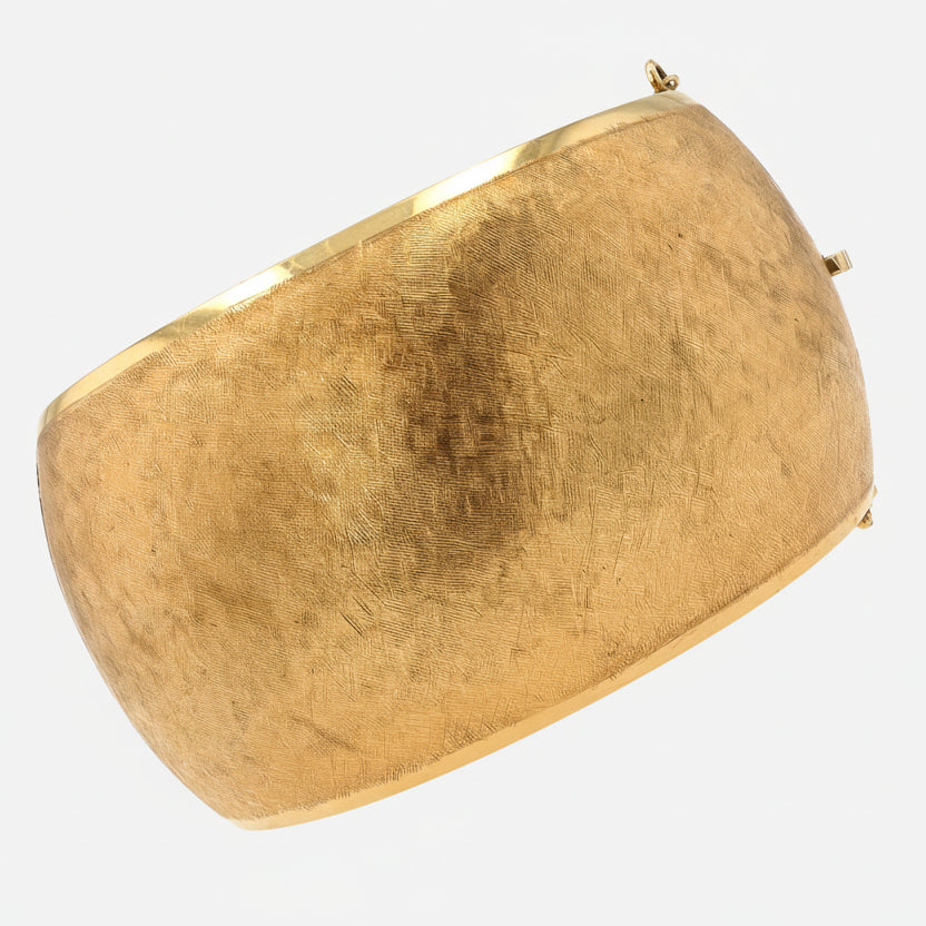 Giant Wide Italian 18K Brushed Gold Bangle Bracelet