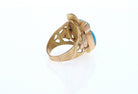 18K Gold Egyptian Revival Turquoise Scarab Ring