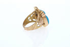 18K Gold Egyptian Revival Turquoise Scarab Ring