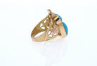 18K Gold Egyptian Revival Turquoise Scarab Ring