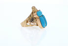 18K Gold Egyptian Revival Turquoise Scarab Ring