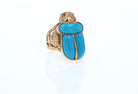 18K Gold Egyptian Revival Turquoise Scarab Ring