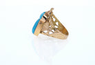 18K Gold Egyptian Revival Turquoise Scarab Ring