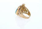 18K Gold Egyptian Revival Turquoise Scarab Ring