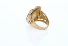 18K Gold Egyptian Revival Turquoise Scarab Ring