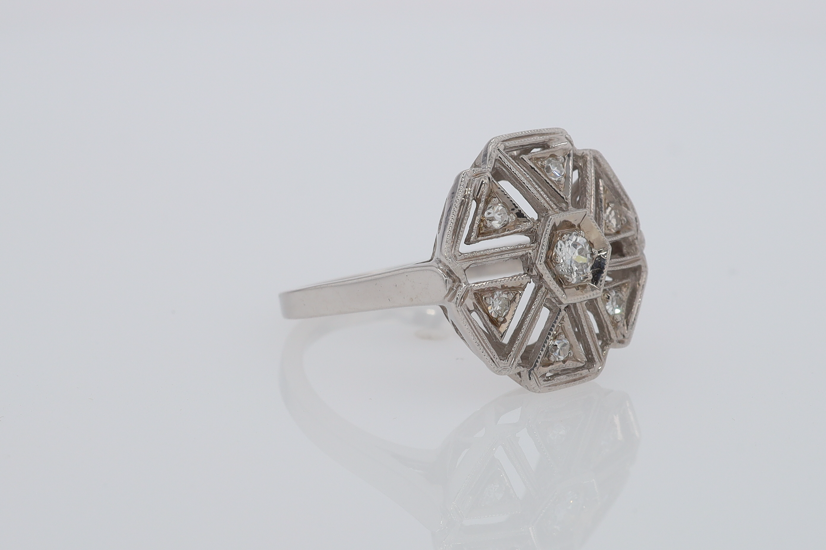 1920's Art Deco Diamond Cluster Engagement Ring