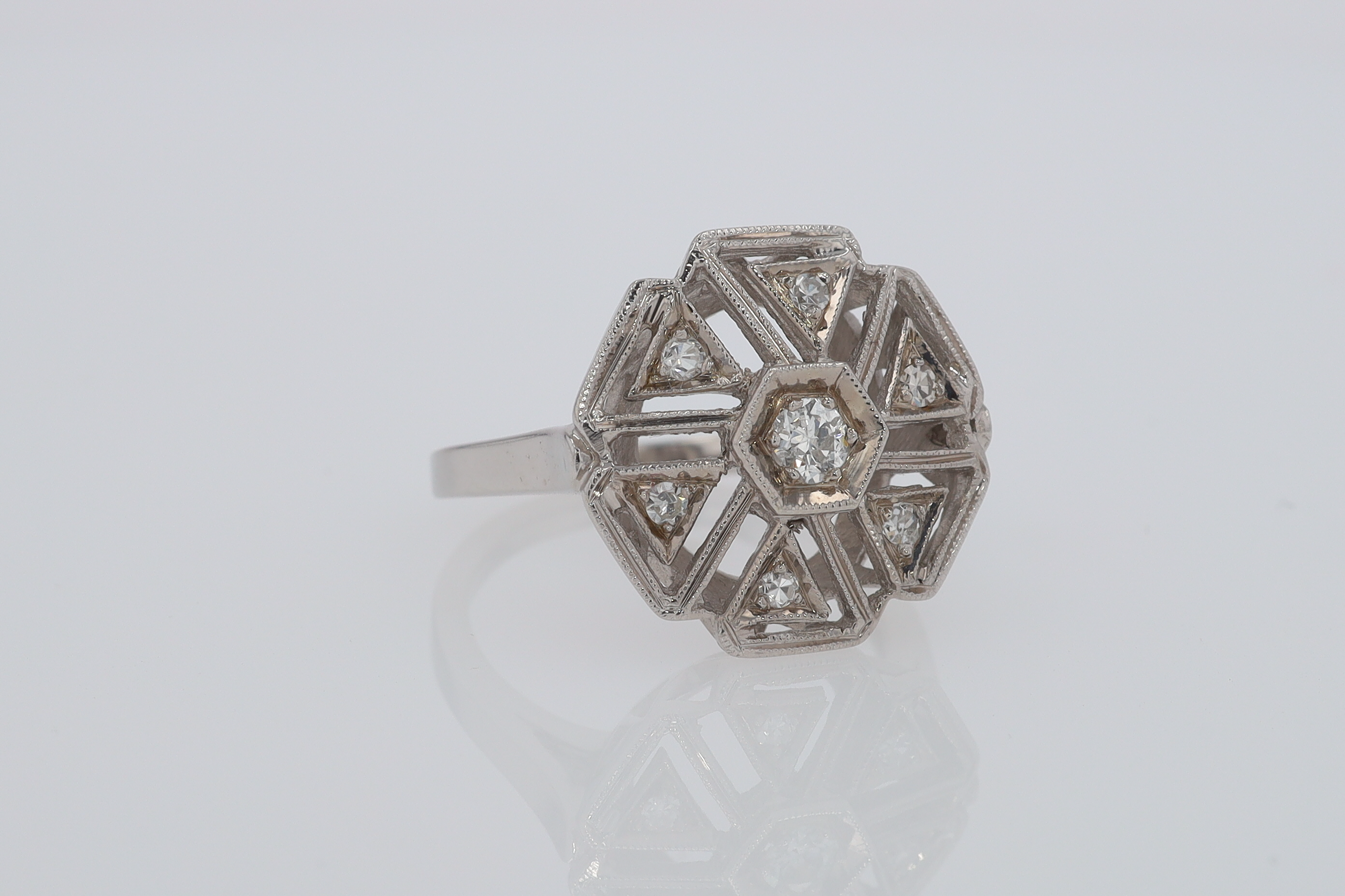 1920's Art Deco Diamond Cluster Engagement Ring