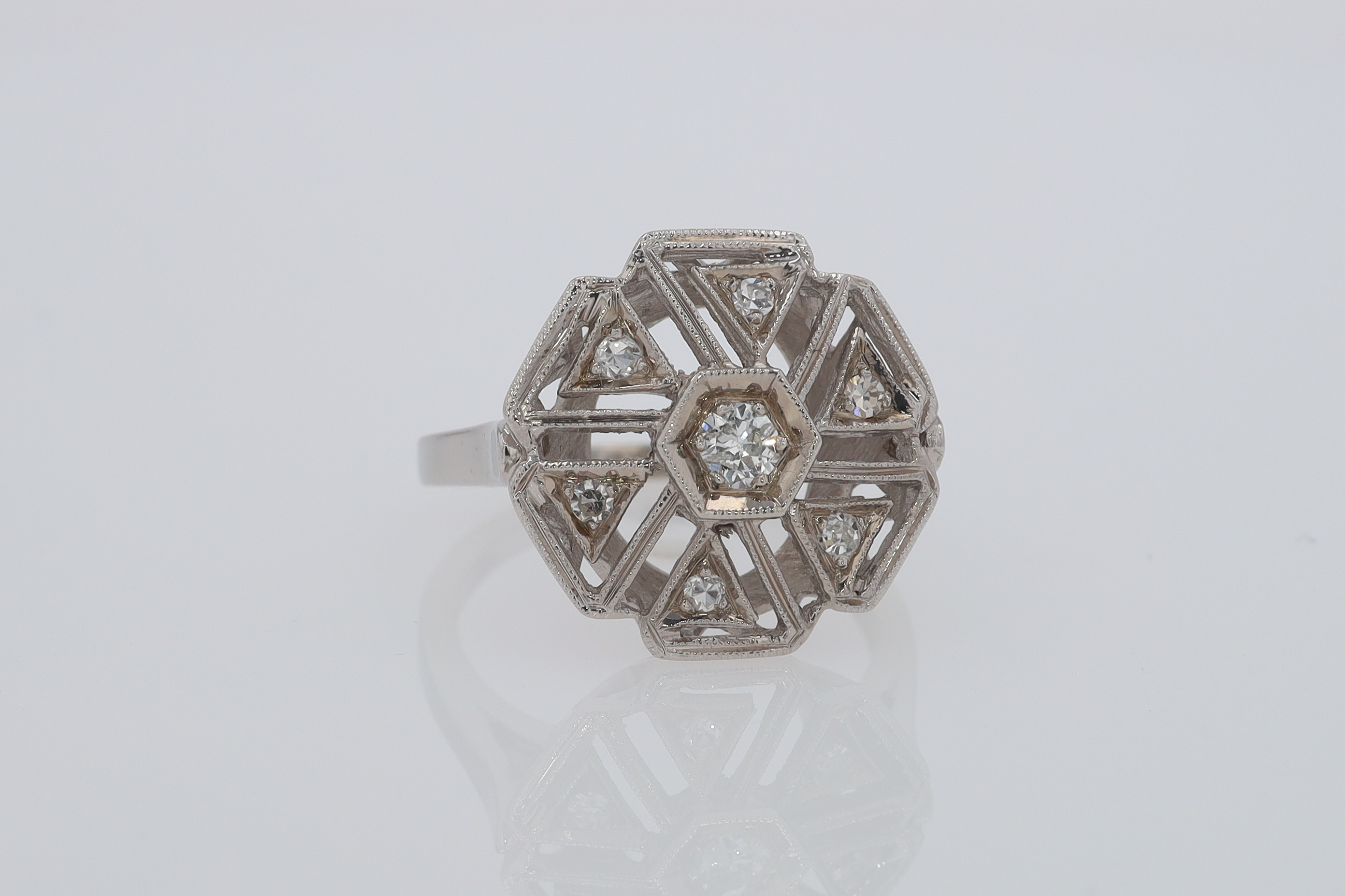 1920's Art Deco Diamond Cluster Engagement Ring