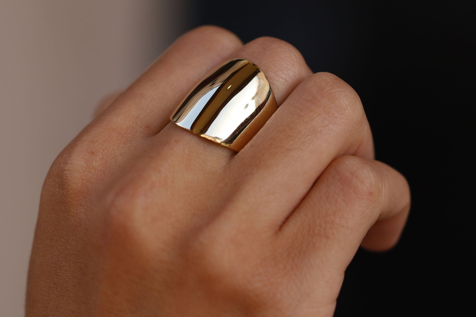 1960s Vintage 14k Yellow Gold Shield Cocktail Ring