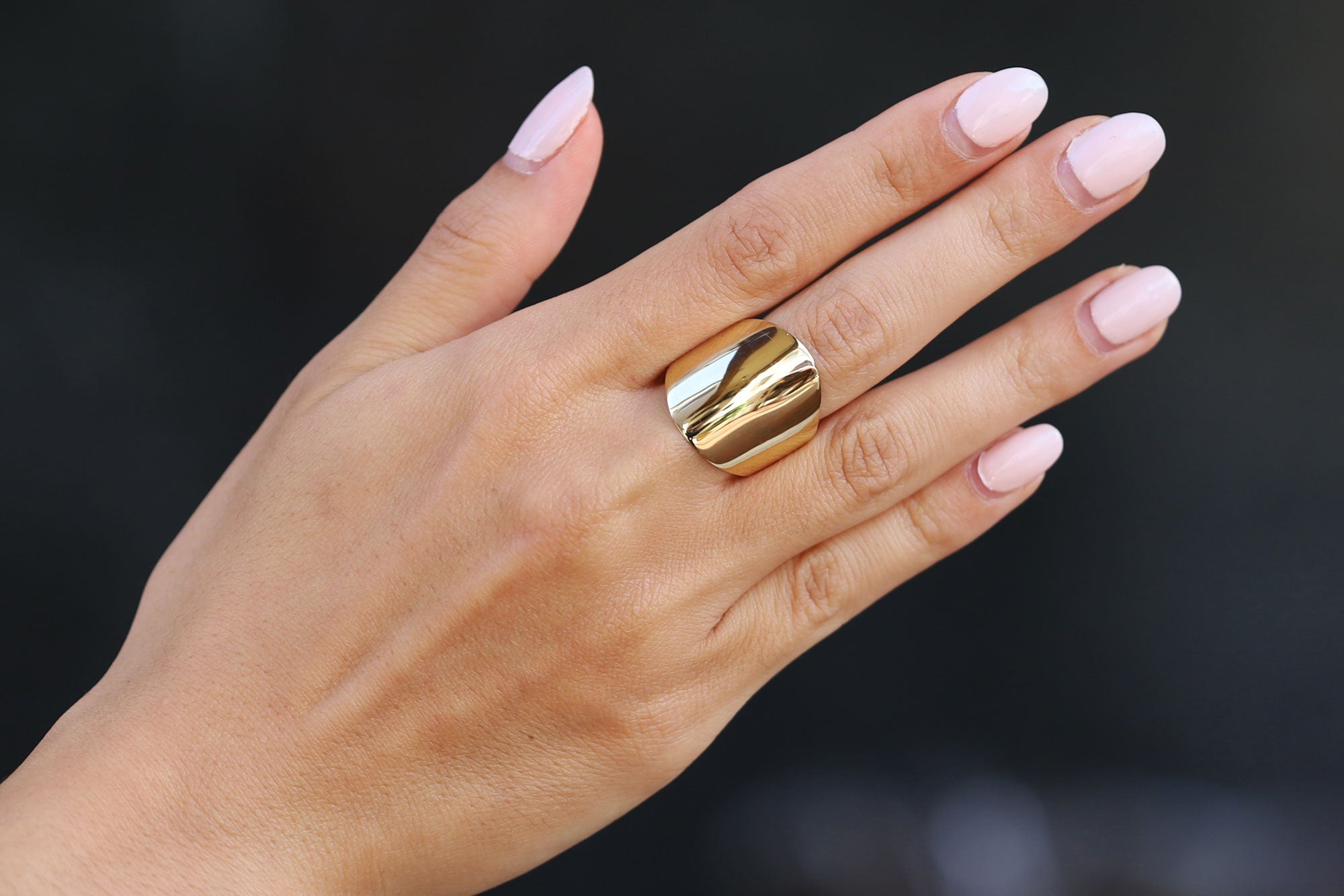 1960s Vintage 14k Yellow Gold Shield Cocktail Ring