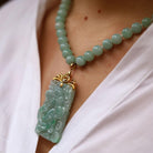 READY Vintage Mid Century Carved Jade Dragon Necklace