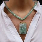 Vintage Mid Century Carved Jade Dragon Necklace