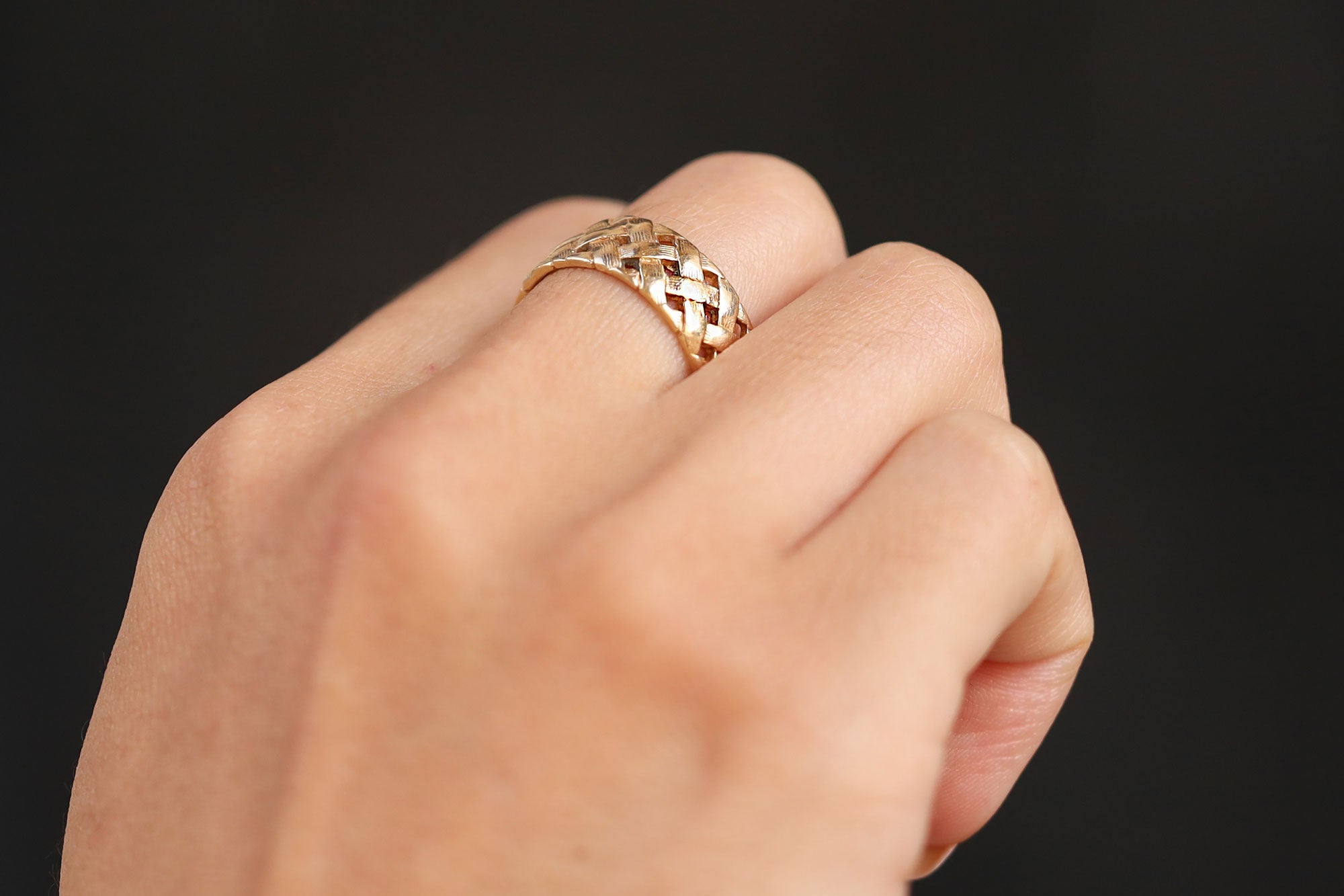 1960s Vintage Yellow Gold Braided Band