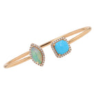 YAEL Designs 4 Carat TW Opal Turquoise Diamond 18k Rose Gold Bangle