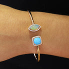 YAEL Designs 4 Carat TW Opal Turquoise Diamond 18k Rose Gold Bangle