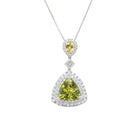 Vivid Green 2 Carat Tourmaline and Diamond 18k White Gold Drop Necklace