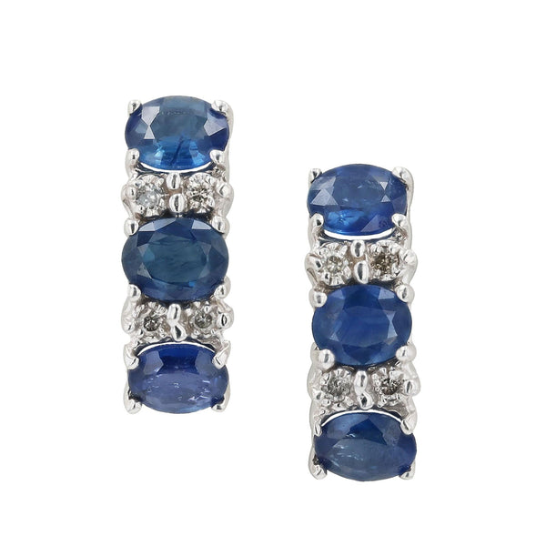 Vintage Sapphire and Diamond 14k White Gold Earrings