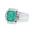 Rocking Art Deco Colombian Emerald 2.70 Carat Diamond Ring