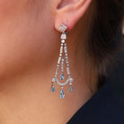 6 Carats Aquamarine & Diamond Platinum Chandelier Earrings