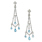 6 Carats Aquamarine & Diamond Platinum Chandelier Earrings