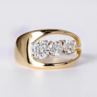 Rad 70's Trilogy Diamond 3-Stone Yellow Gold Ring