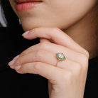 1.06 Carat Old European Single Diamond Emerald Art Deco Revival Ring