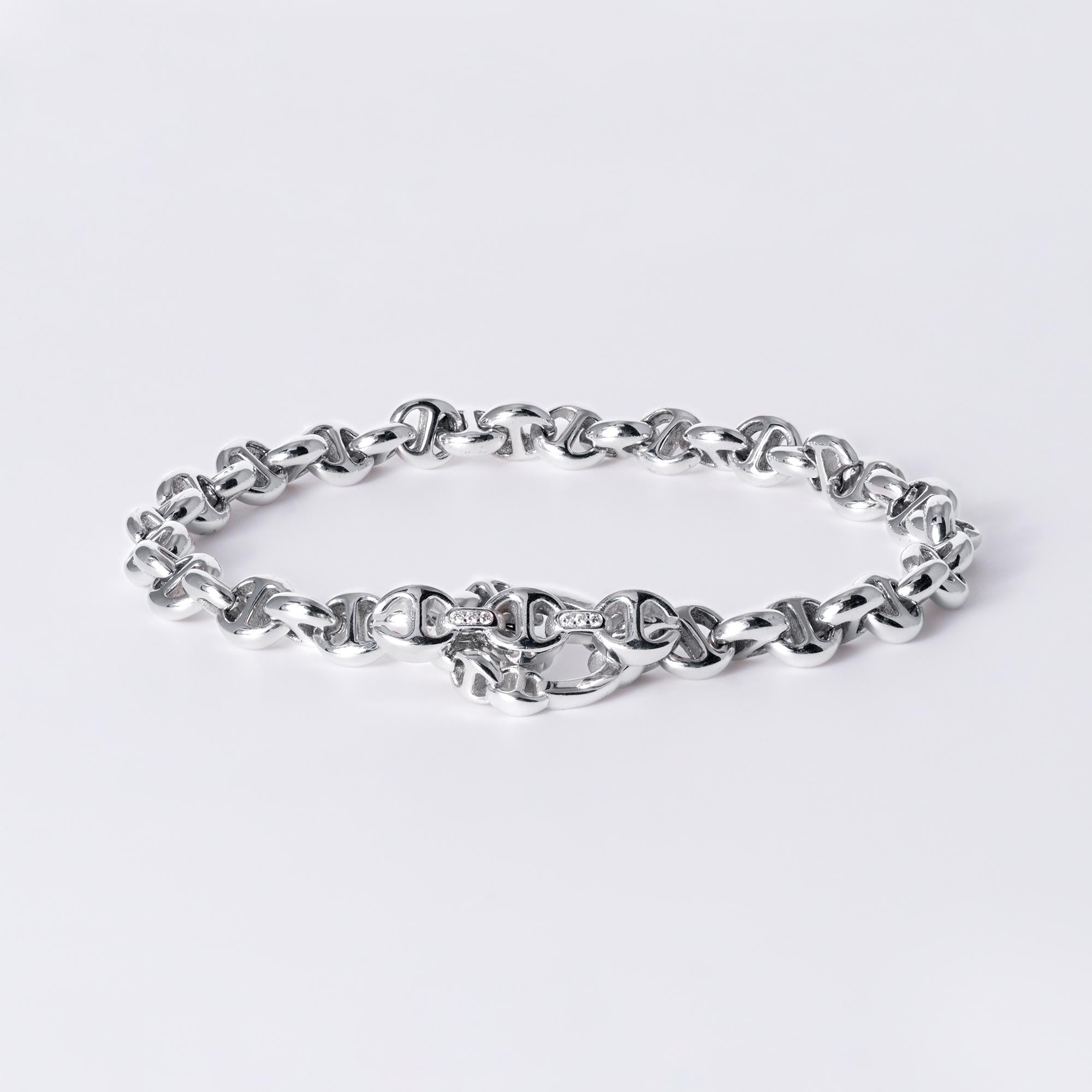 Hoorsenbuhs 18k White Gold Men's Link Toggle Bracelet
