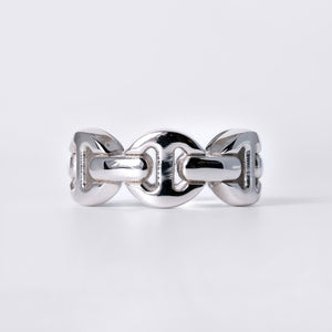 Hoorsenbuhs Wide White Gold Tri-Link Men's Band Size 9.5
