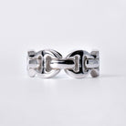 Hoorsenbuhs Wide White Gold Tri-Link Men's Band Size 9.5