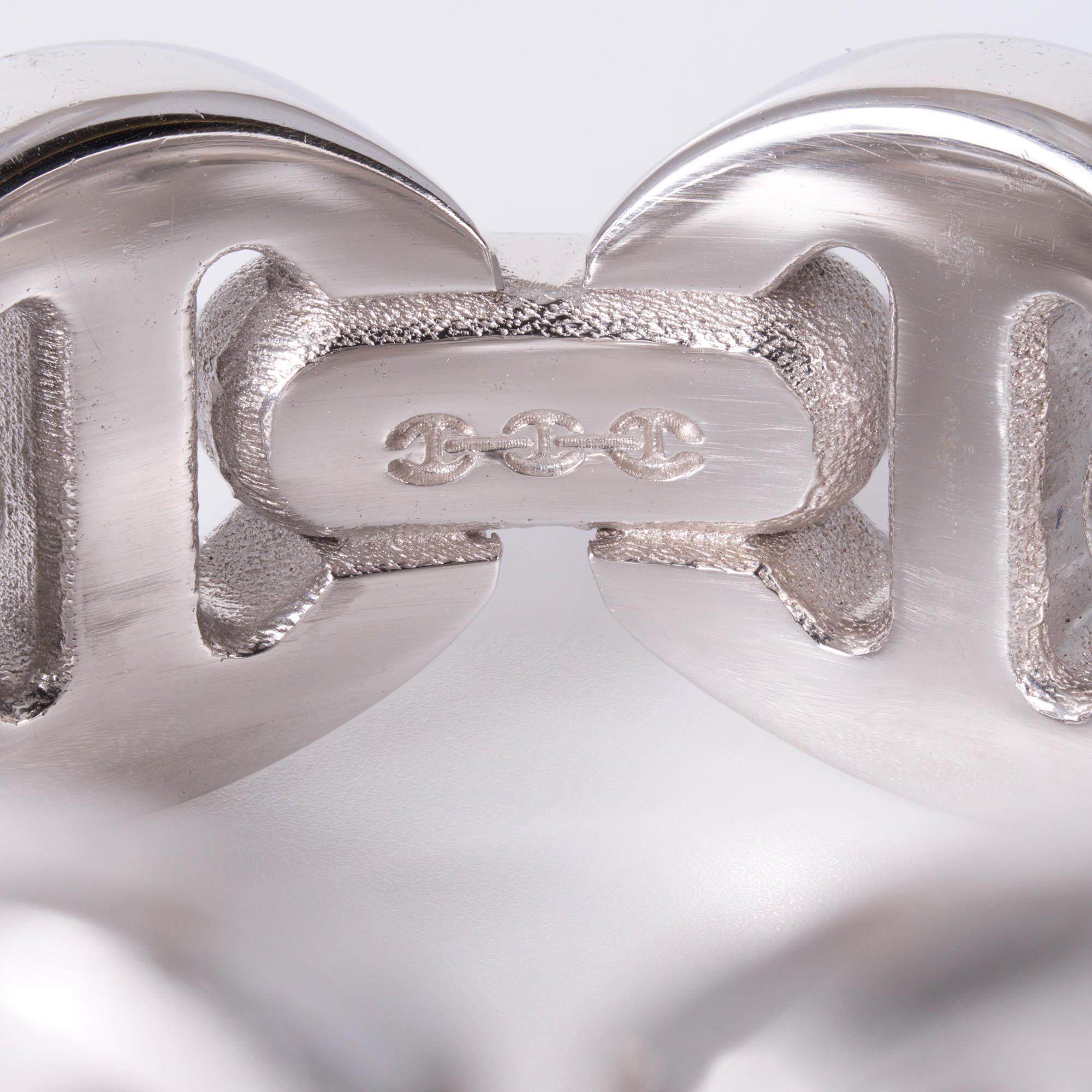 Hoorsenbuhs Wide White Gold Tri-Link Men's Band Size 9.5