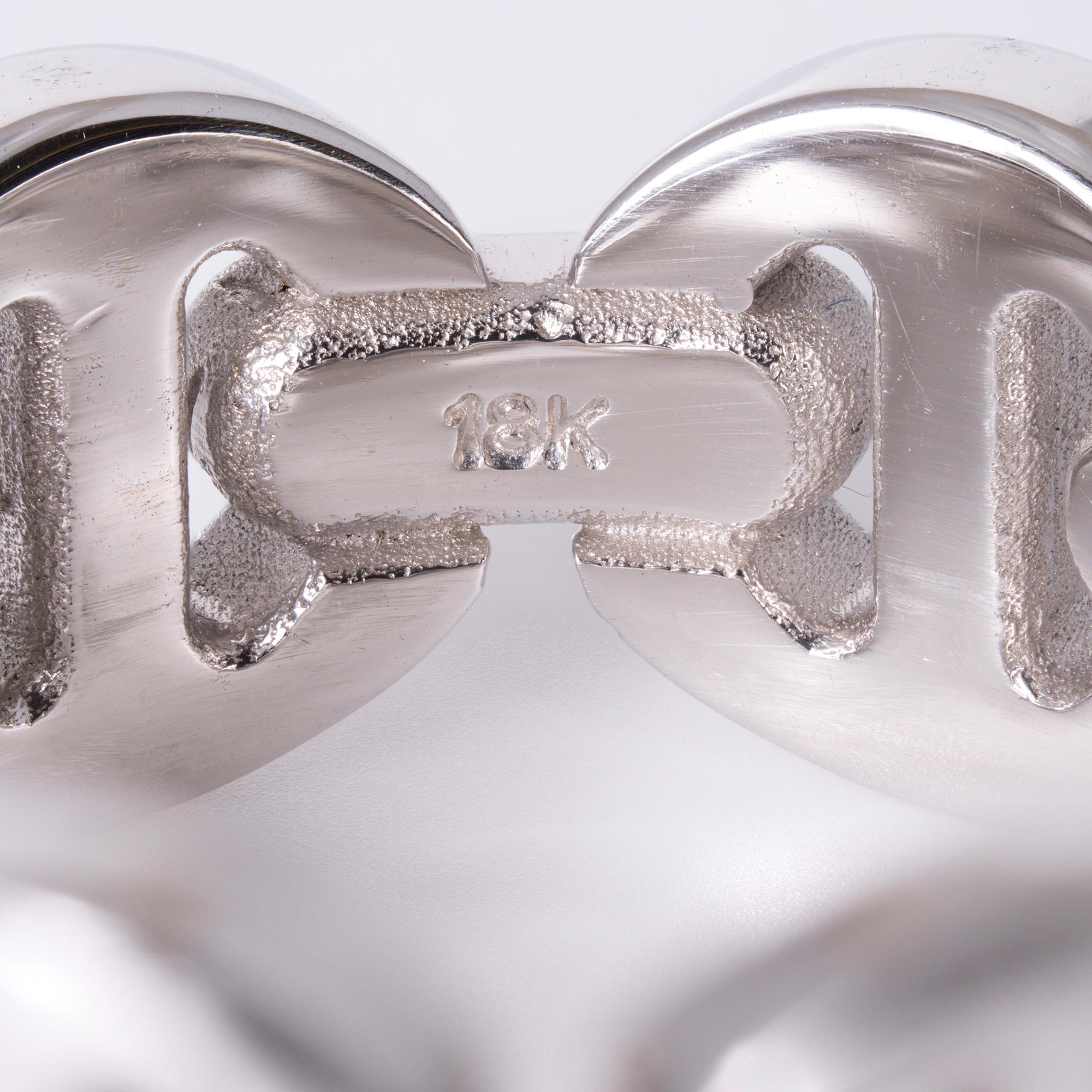 Hoorsenbuhs Wide White Gold Tri-Link Men's Band Size 9.5