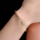 Vintage 1980s Diamond and 14k Yellow Gold Bangle Bracelet