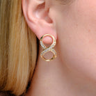 1980s Mid-Mod Bold 14k Yellow Gold Diamond Infinity Earrings