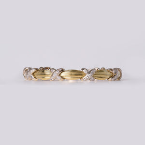 Estate 1980s 1 Carat Diamond 14k Yellow Gold X Bracelet