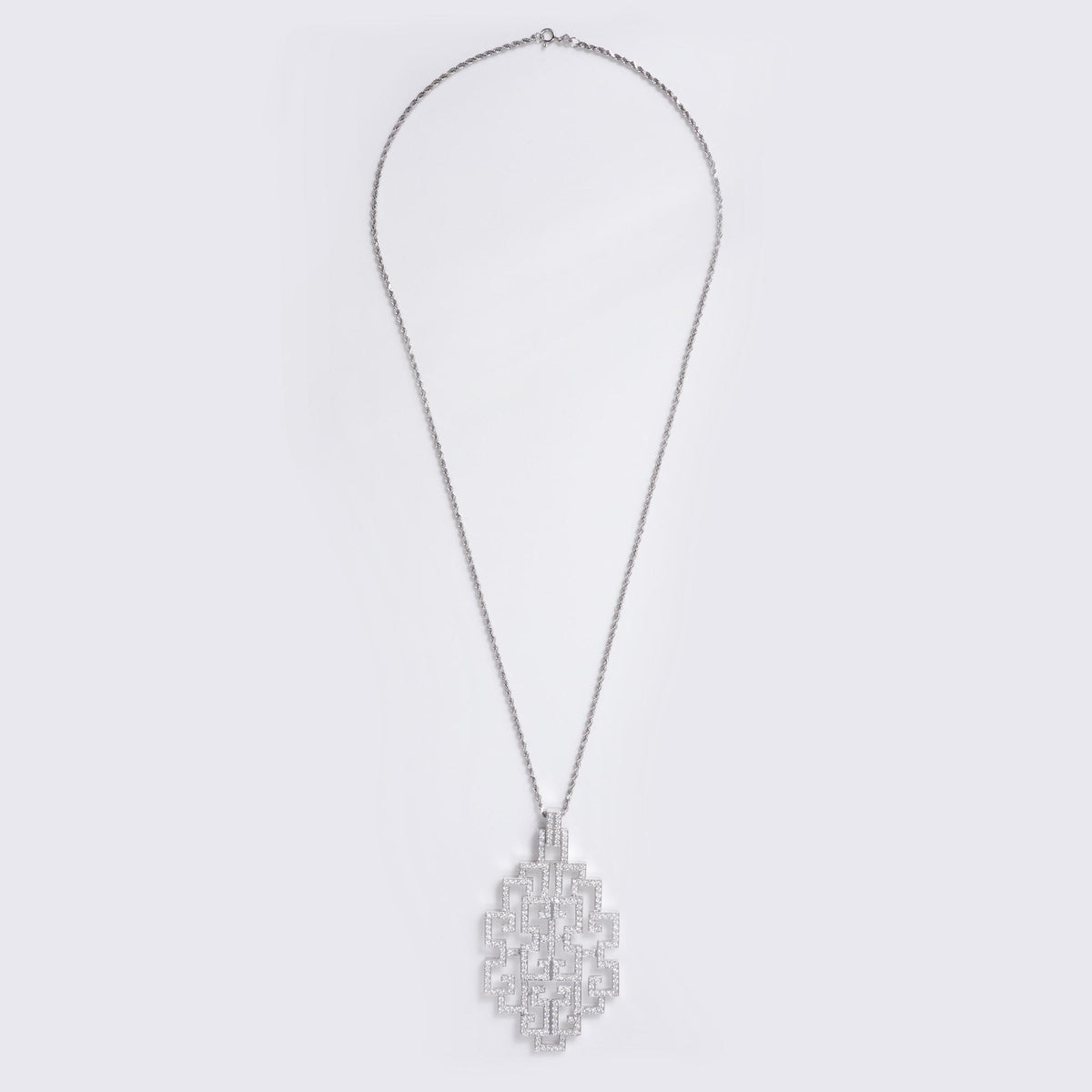 2.72 Carat Diamond White Gold Geometric Enhancer Large Pendant Necklace