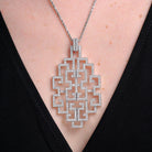 2.72 Carat Diamond White Gold Geometric Enhancer Large Pendant Necklace