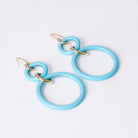 Vintage Faraone Mennella 18k Turquoise Double Hoop Drop Earrings