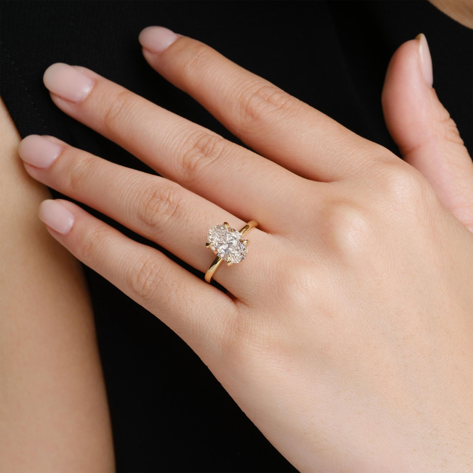 GIA Certified 3.01 CT Oval Natural Diamond 18k Gold Solitaire Engagement Ring