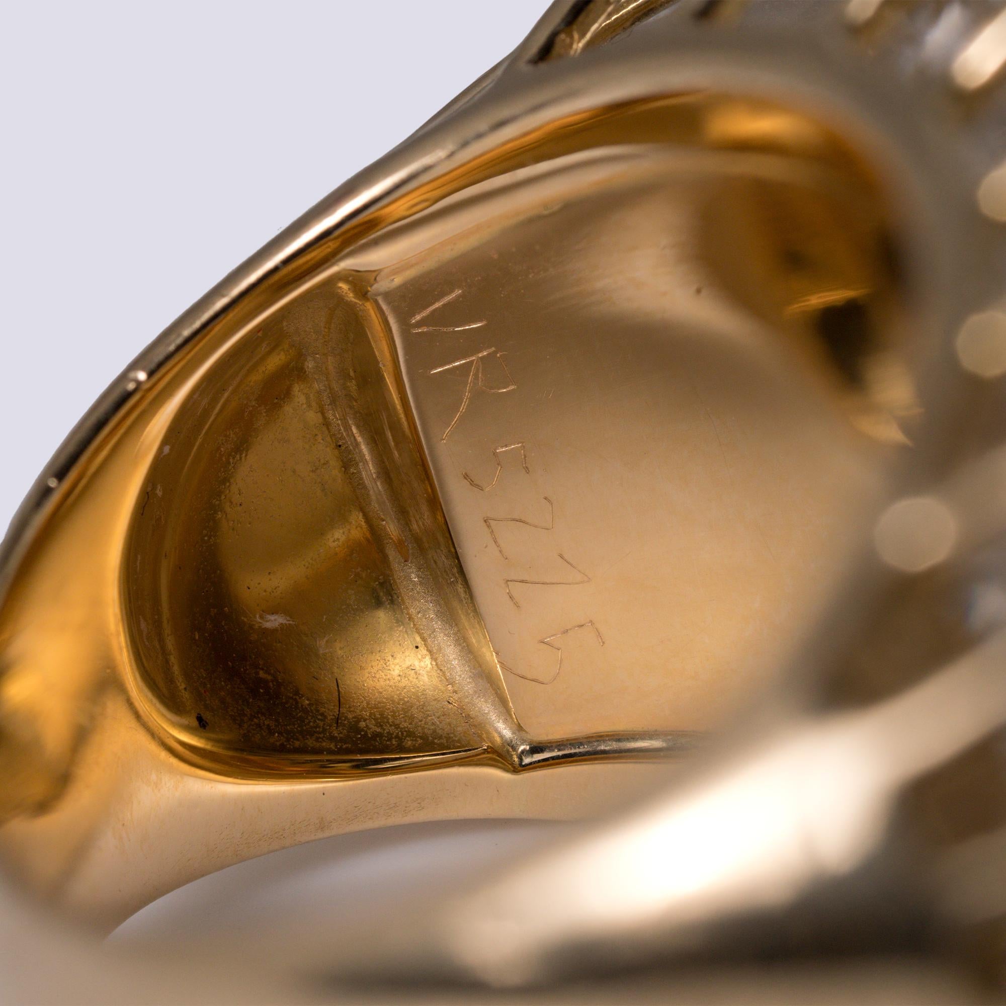 Signed Verdura Caged Collection 18k Gold Rock Crystal Estate Ring