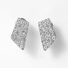 Geometric 1.30 Carat Pavè Diamond 14K White Gold Omega Back Estate Earrings