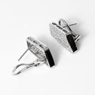Geometric 1.30 Carat Pavè Diamond 14K White Gold Omega Back Estate Earrings