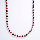 Antique Art Deco Coral and Onyx Beads Necklace And Bracelet Set