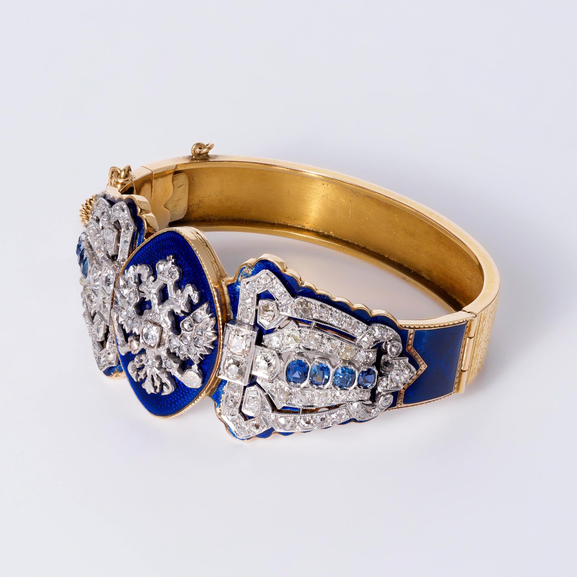 Antique 19th Century Imperial Russian Diamond & Sapphire Bracelet