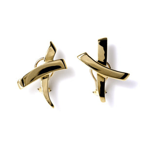 Vintage 1983 Tiffany & Co Paloma Picasso X Graffiti 18k Yellow Gold Earrings