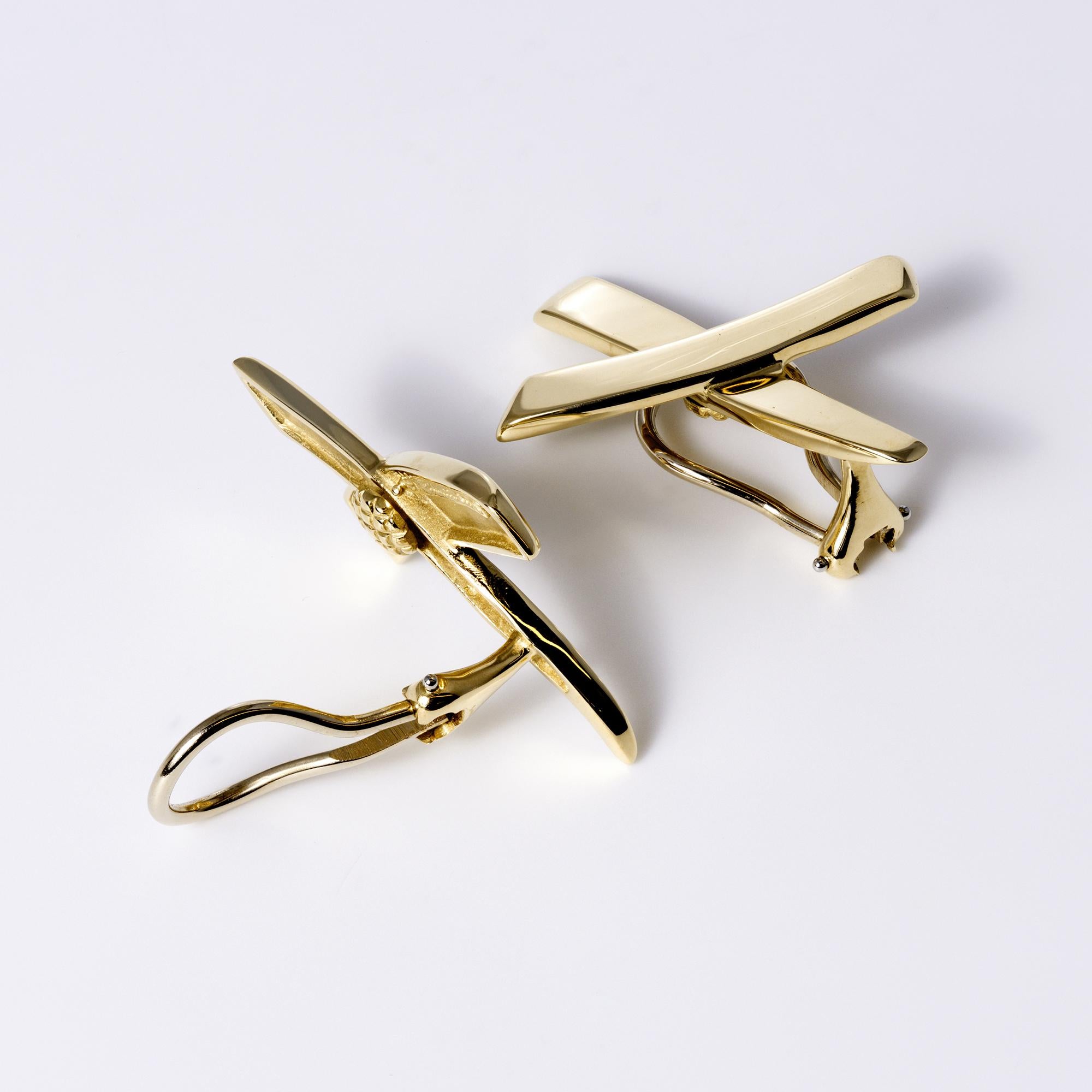 Vintage 1983 Tiffany & Co Paloma Picasso X Graffiti 18k Yellow Gold Earrings