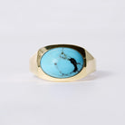 Vintage 1970s Men's Turquoise & 14k Gold Ring
