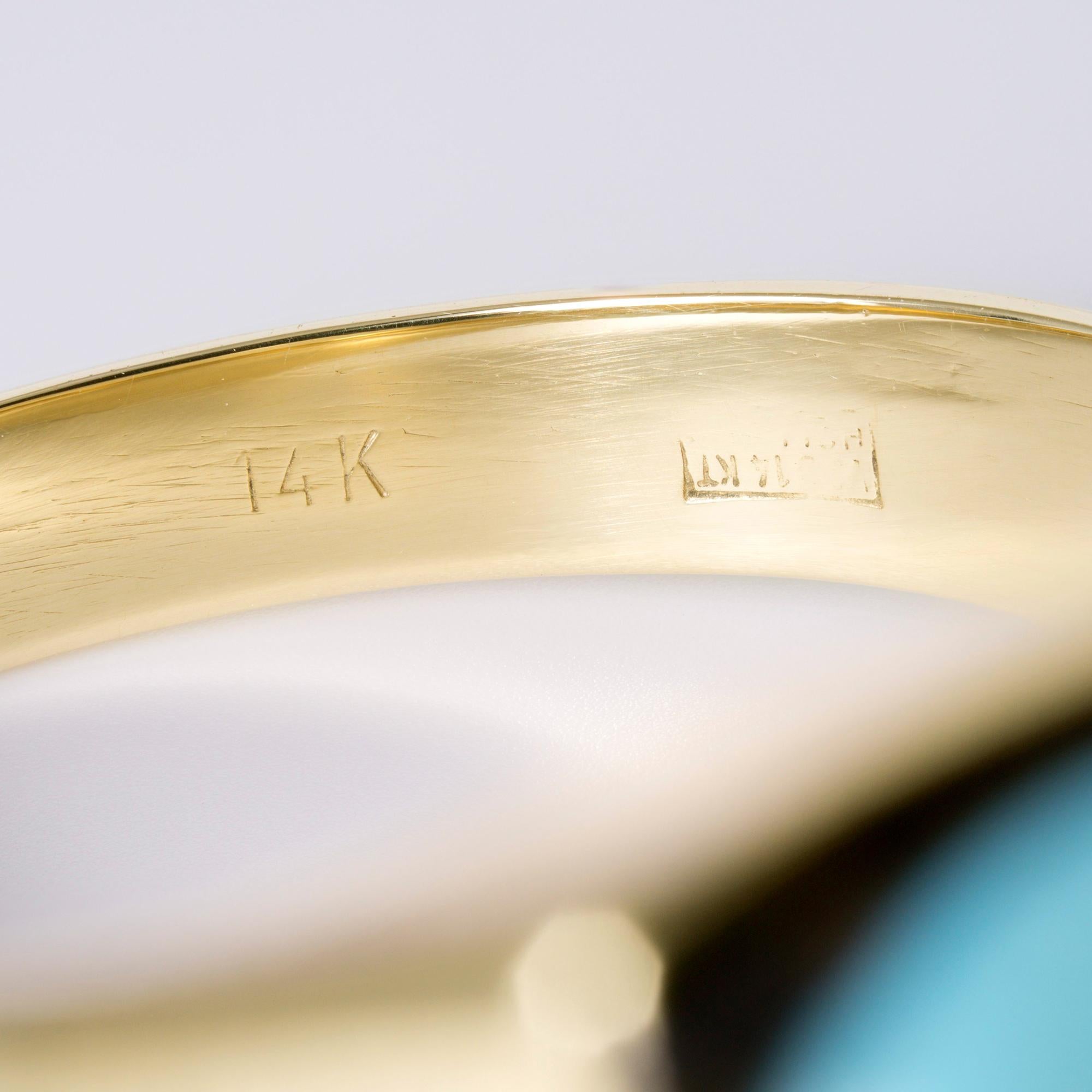 Vintage 1970s Men's Turquoise & 14k Gold Ring