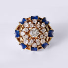 Vintage Mid-Century Royal Blue Enamel & Diamond Bombè Cocktail Ring