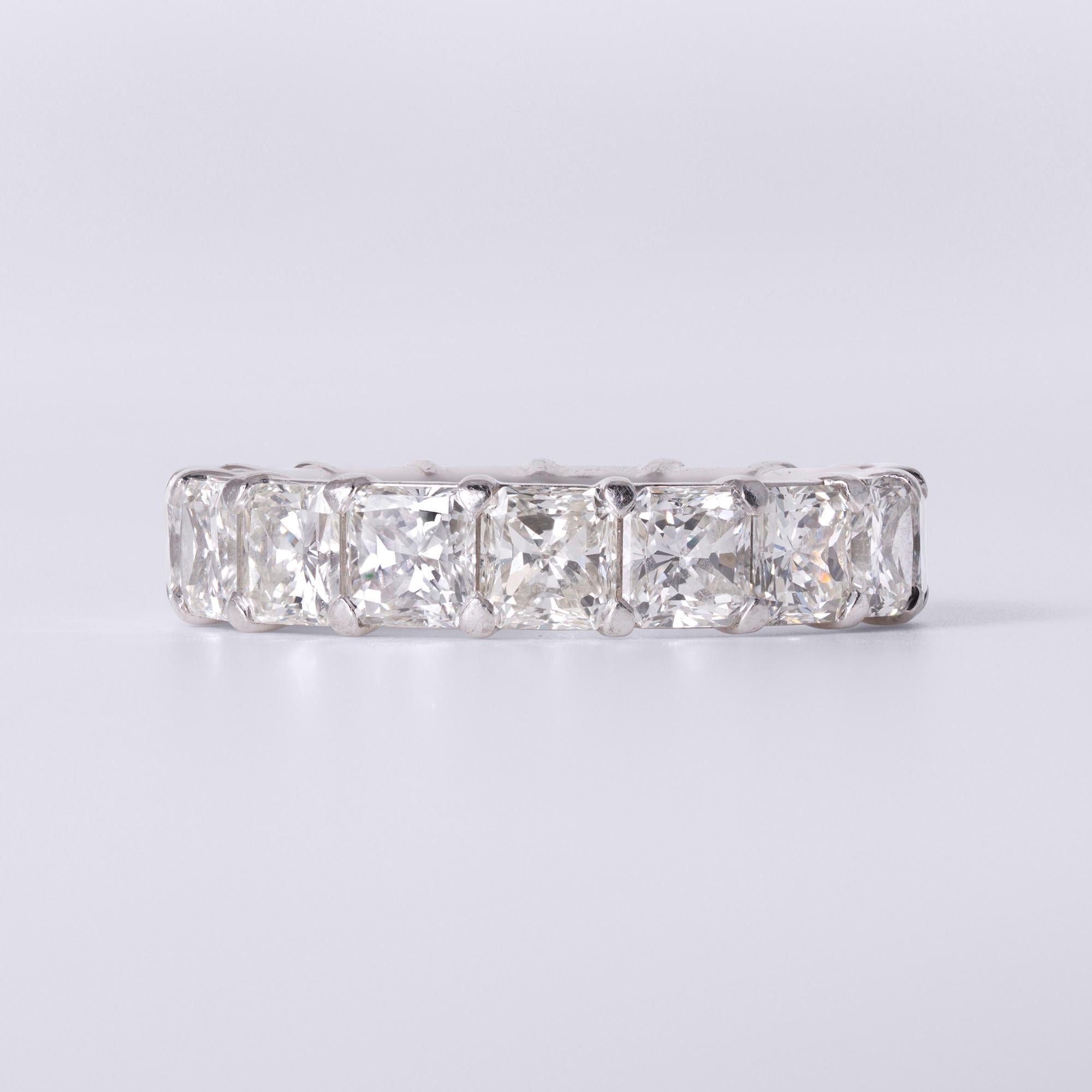 Estate 6.75 Carat Cushion Cut Diamond Eternity Band Platinum Size 6.5
